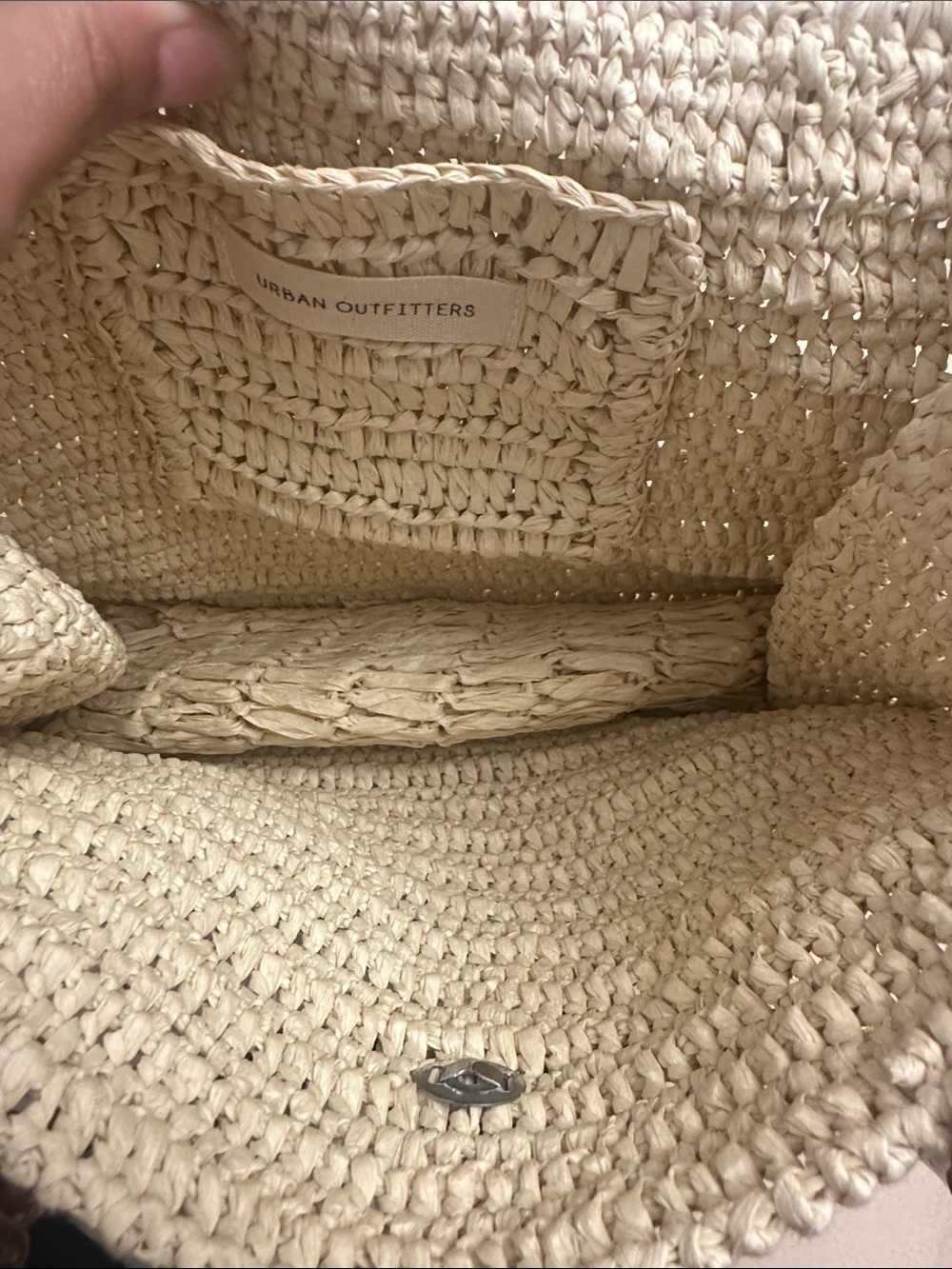 Urban Outfitters Cream Woven Shoulder Bag with Bamboo Handles - Picture 4 of 4